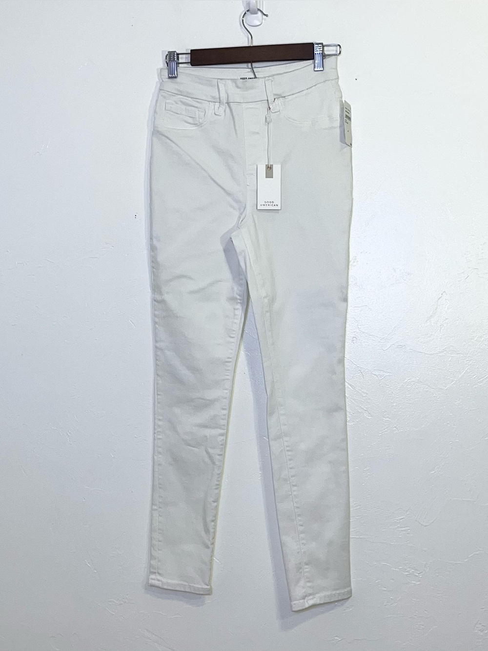 Good American Pull On Skinny Jeans White High Rise Women's Size M NWT